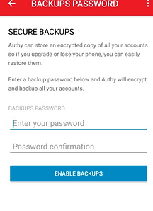 Authy backup password