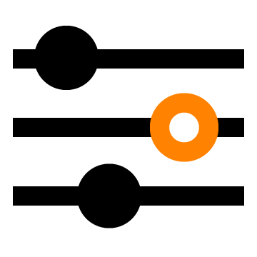 3 sliders, one with an orange knob to show control